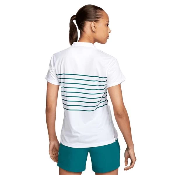 Nike Ladies Dri-FIT Victory Stripe Polo Shirt White (100) 2 Nike Ladies Dri-FIT Victory Stripe Polo Shirt White (100) - Image 2