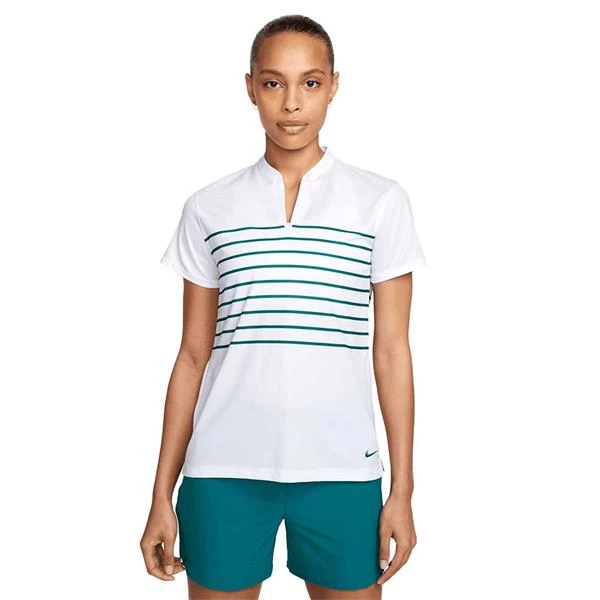 Nike Ladies Dri-FIT Victory Stripe Polo Shirt White (100) 1 Nike Ladies Dri-FIT Victory Stripe Polo Shirt White (100)