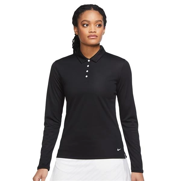 Nike Ladies Dri-Fit Victory Long Sleeve Polo Shirt Black (010) 1 Nike Ladies Dri-Fit Victory Long Sleeve Polo Shirt Black (010)