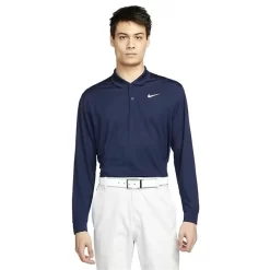 Nike Gents Dri-FIT Long Sleeve Victory Solid Polo Shirt Blue (Navy - White 419)