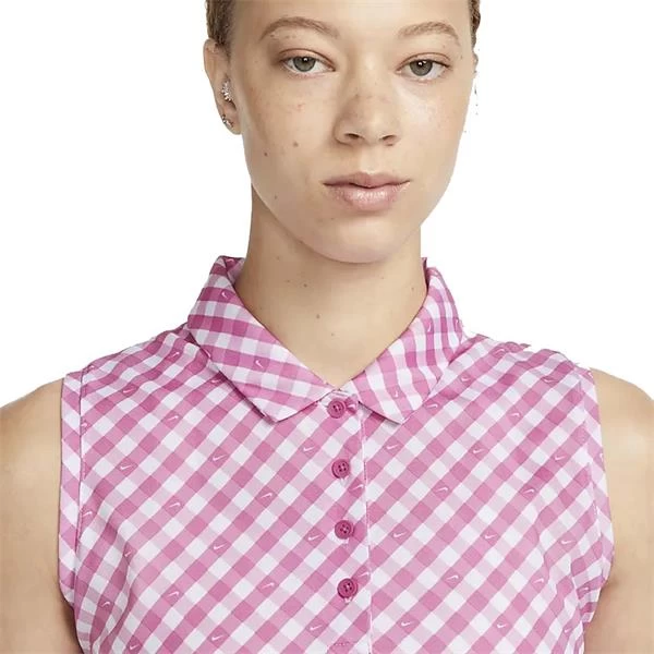 Nike Ladies Dri-FIT Victory SS Printed Polo Shirt Cosmic Fuchsia Black (665) 4 Nike Ladies Dri-FIT Victory SS Printed Polo Shirt Cosmic Fuchsia Black (665) - Image 4